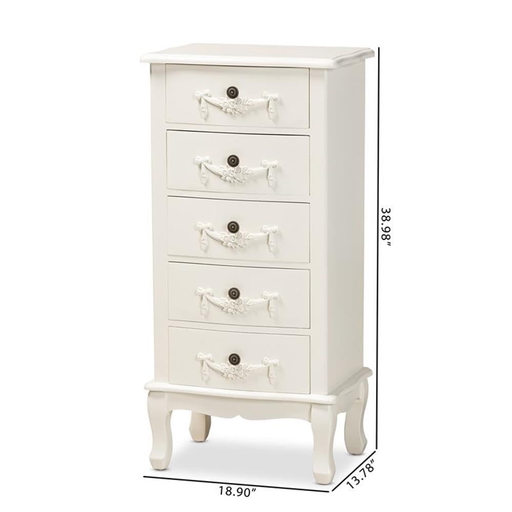 Baxton Studio Callen White Finished Wood 5-Drawer Chest
