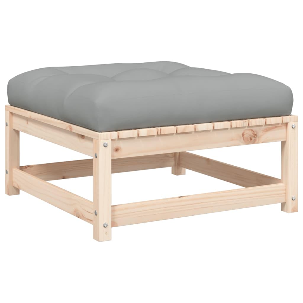 vidaXL Garden Footstool with Cushion in Solid Pine Wood