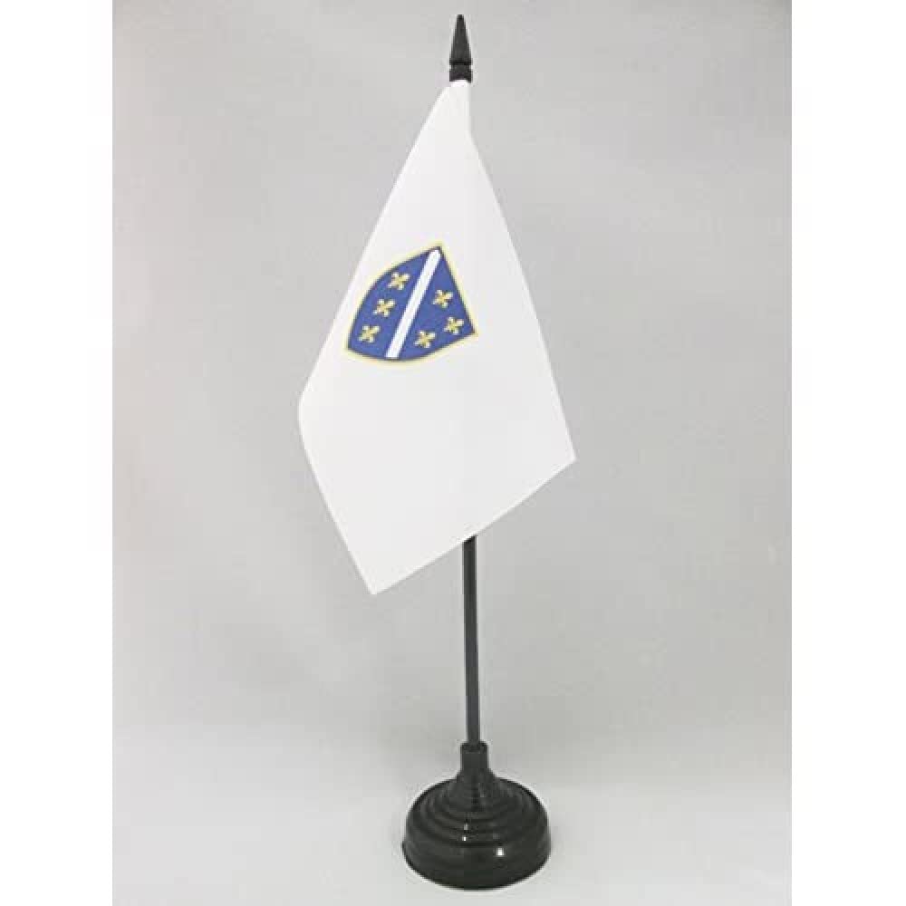 Bosnia And Herzegovina 1992-1998 Table Flag 4' X 6' - Old Bosnian Desk Flag 15 X 10 Cm - Black Plastic Stick And Base - Az Fla