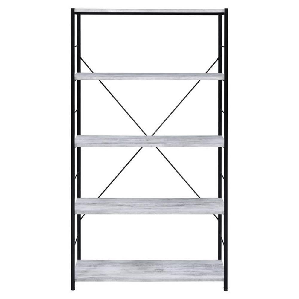 Acme Oaken 5 Wooden Shelves Rectangular Bookshelf