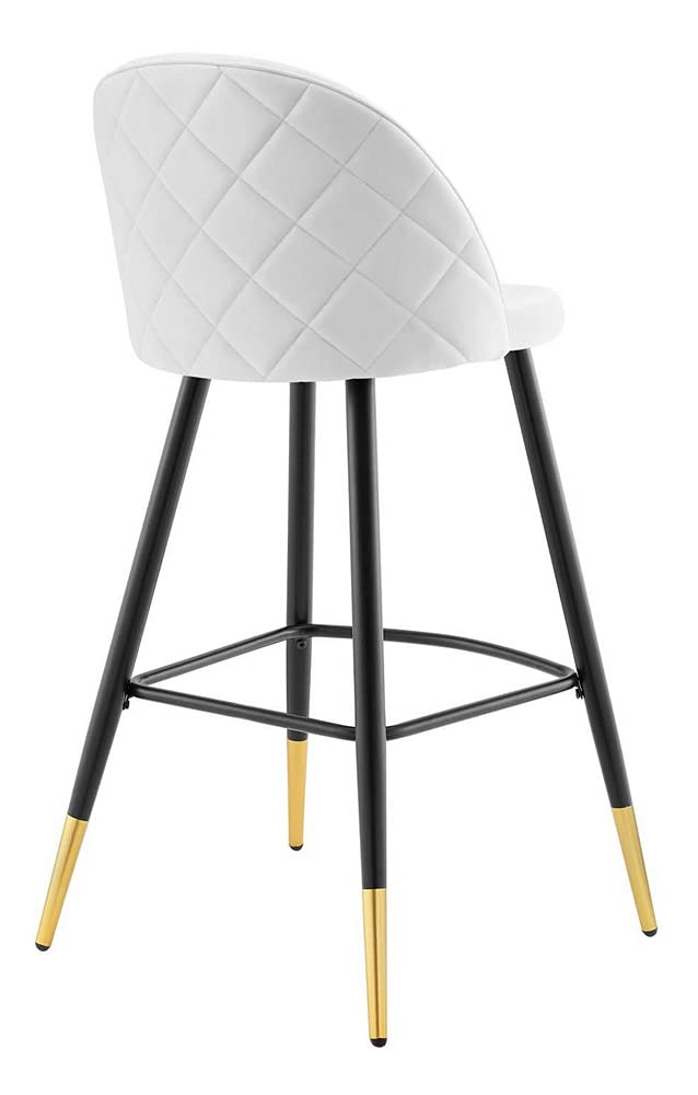Modway Cordial Performance Velvet Dining Bar Stools in White - Set of 2