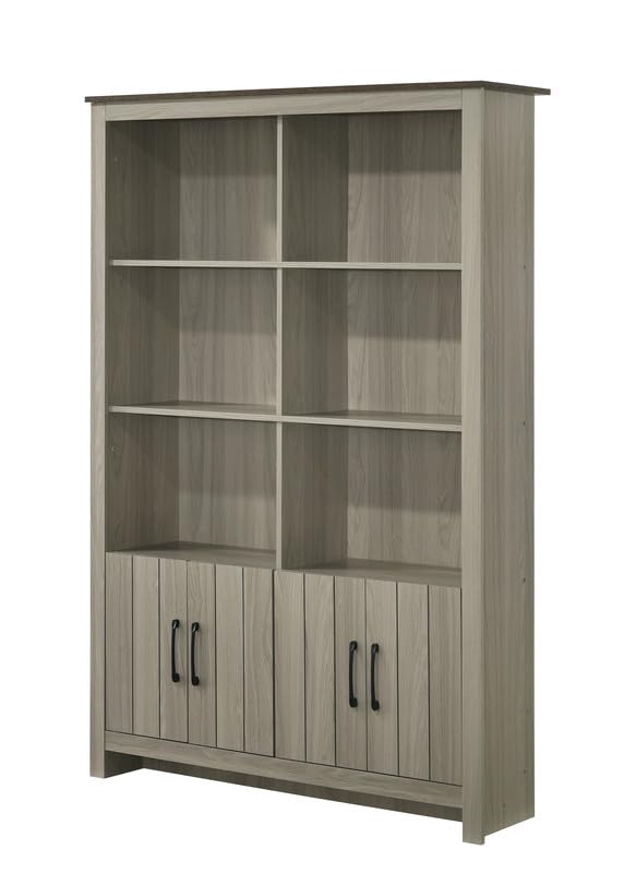 LILOLA LIVING Nyla 47&quot; W Gray Oak Bookcase Shelf with Cabinet Doors