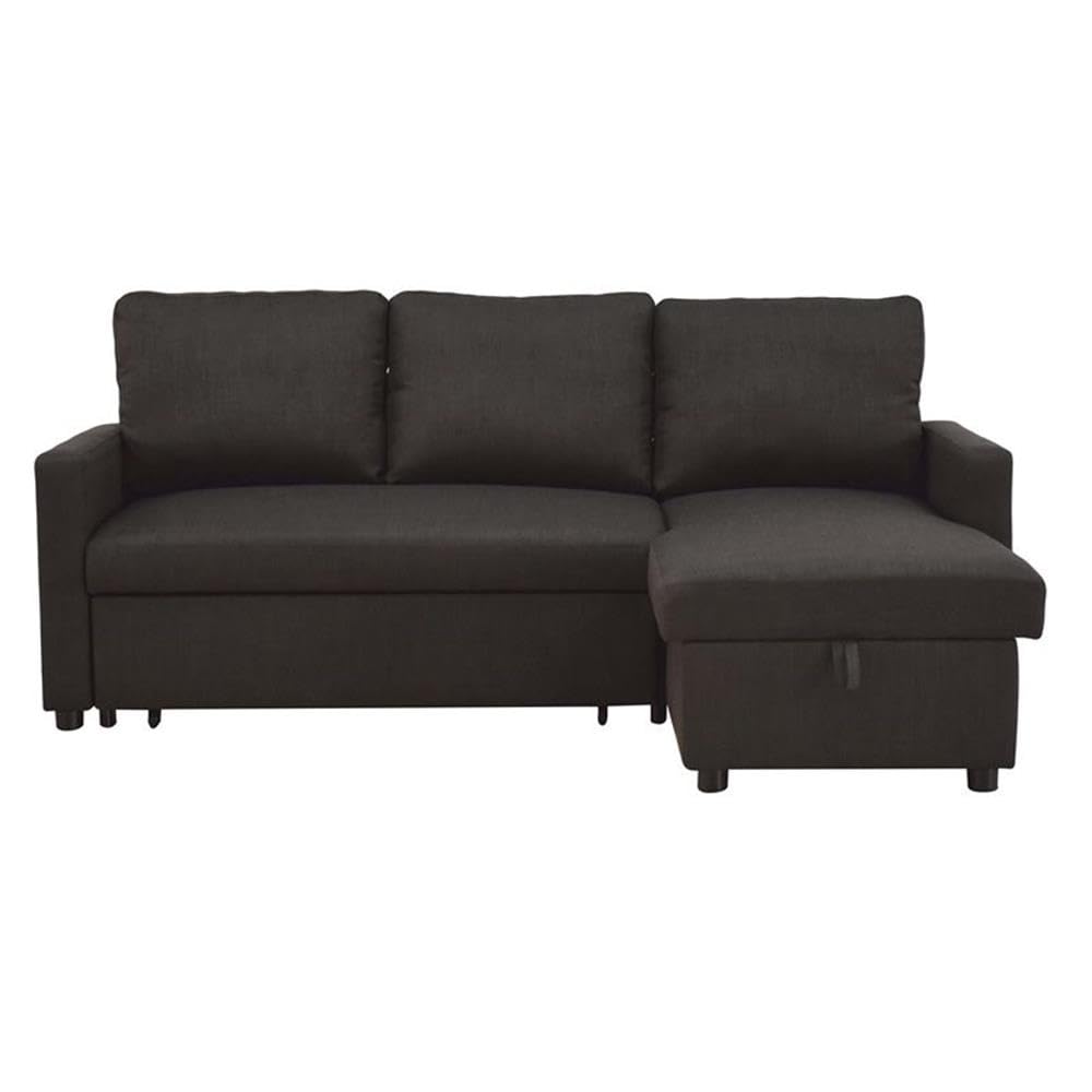 Acme Hiltons Sectional Sofa with Sleeper in Charcoal Linen Fabric