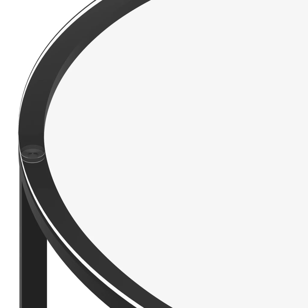 vidaXL Black and Transparent Tempered Glass Tea Table - Modern Multi-use Accent Table with 2-Tier Storage for Living Room, Lounge