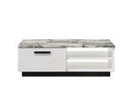 LILOLA LIVING Matilda 47" White Coffee Table with White Faux Marble Top