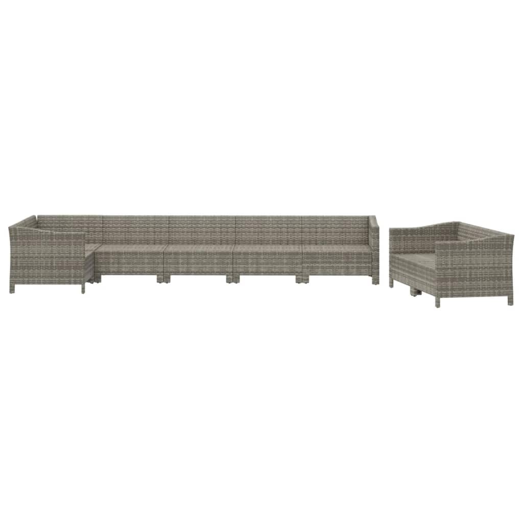 vidaXL Patio Furniture Set 8 Piece, Garden Sofa Set with Cushions, Patio Lounge Set Rattan Outdoor Sectional Sofa, Gray Poly Rattan