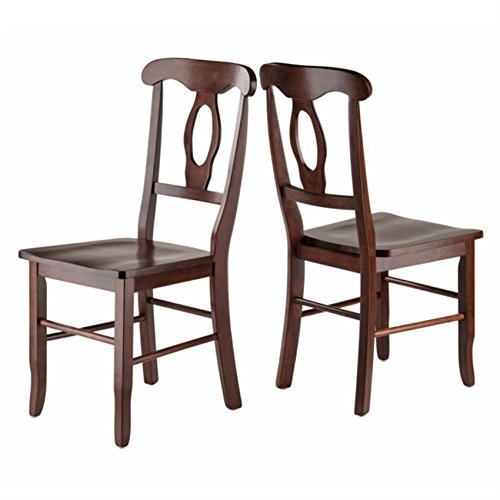 Ergode Renaissance 2-Piece Chair Set | Carved Keyhole Backs | Solid Wood | Walnut Finish | Comfortable Contoured Seats | Dining or Occasional Use | Assembly Required (94208-VV)