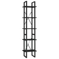 vidaXL Bookshelf, Book Cabinet with 5 Doors Bookcase, Storage Shelf for Office Living Room, Freestanding Shelving Unit, Modern, Black Engineered Wood