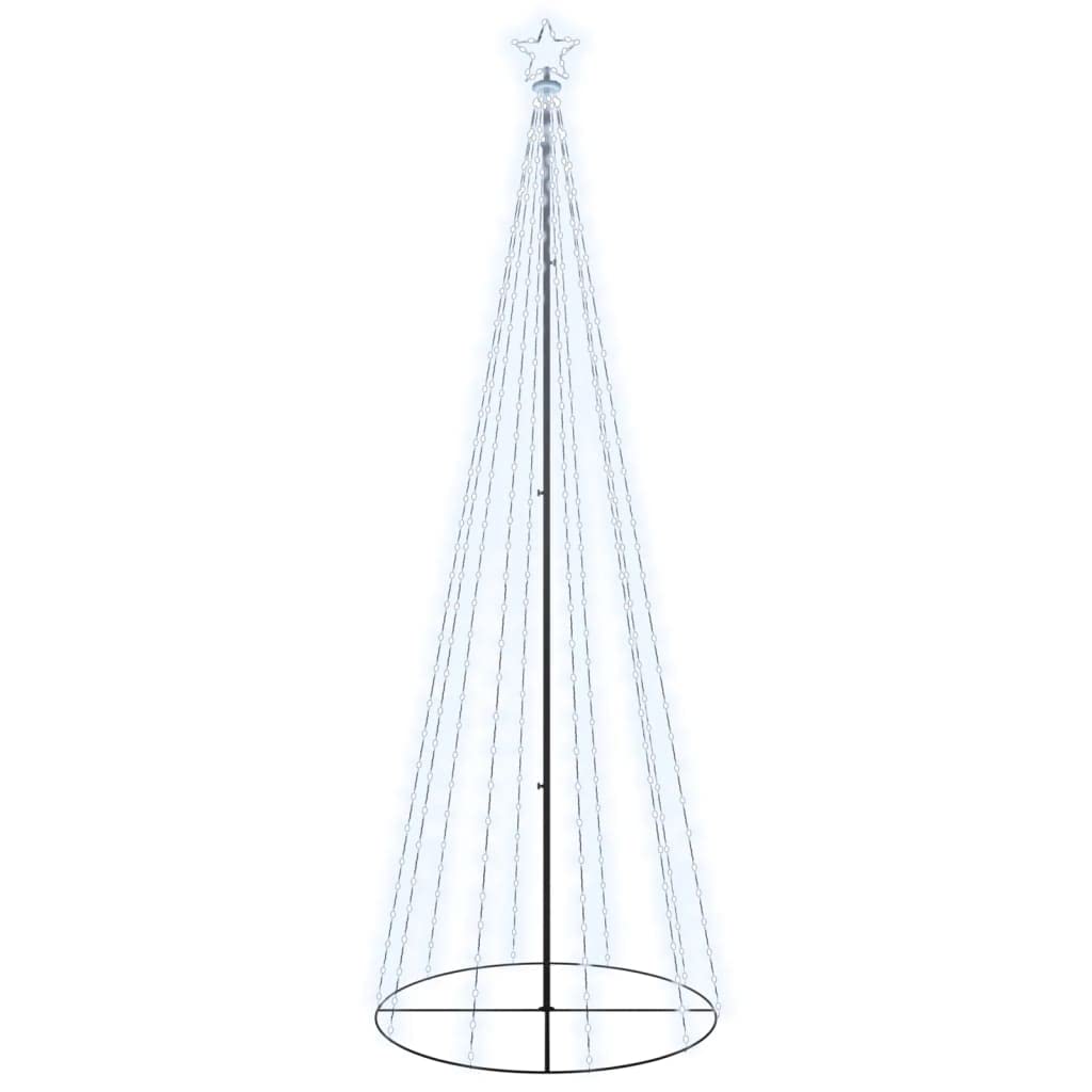 vidaXL 10 ft Christmas Cone Tree Light with Star Topper, Indoor and Outdoor Light Decoration with 8 Lighting Effects, 310 Pre-Lit LED Cold White Light, Xmas Holiday Decoration