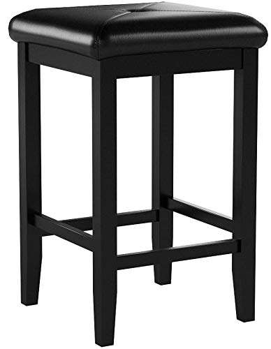 Crosley Furniture Upholstered Square Seat Counter Height Bar Stools Set of 2, Black, 24-inch