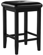 Crosley Furniture Upholstered Square Seat Counter Height Bar Stools Set of 2, Black, 24-inch