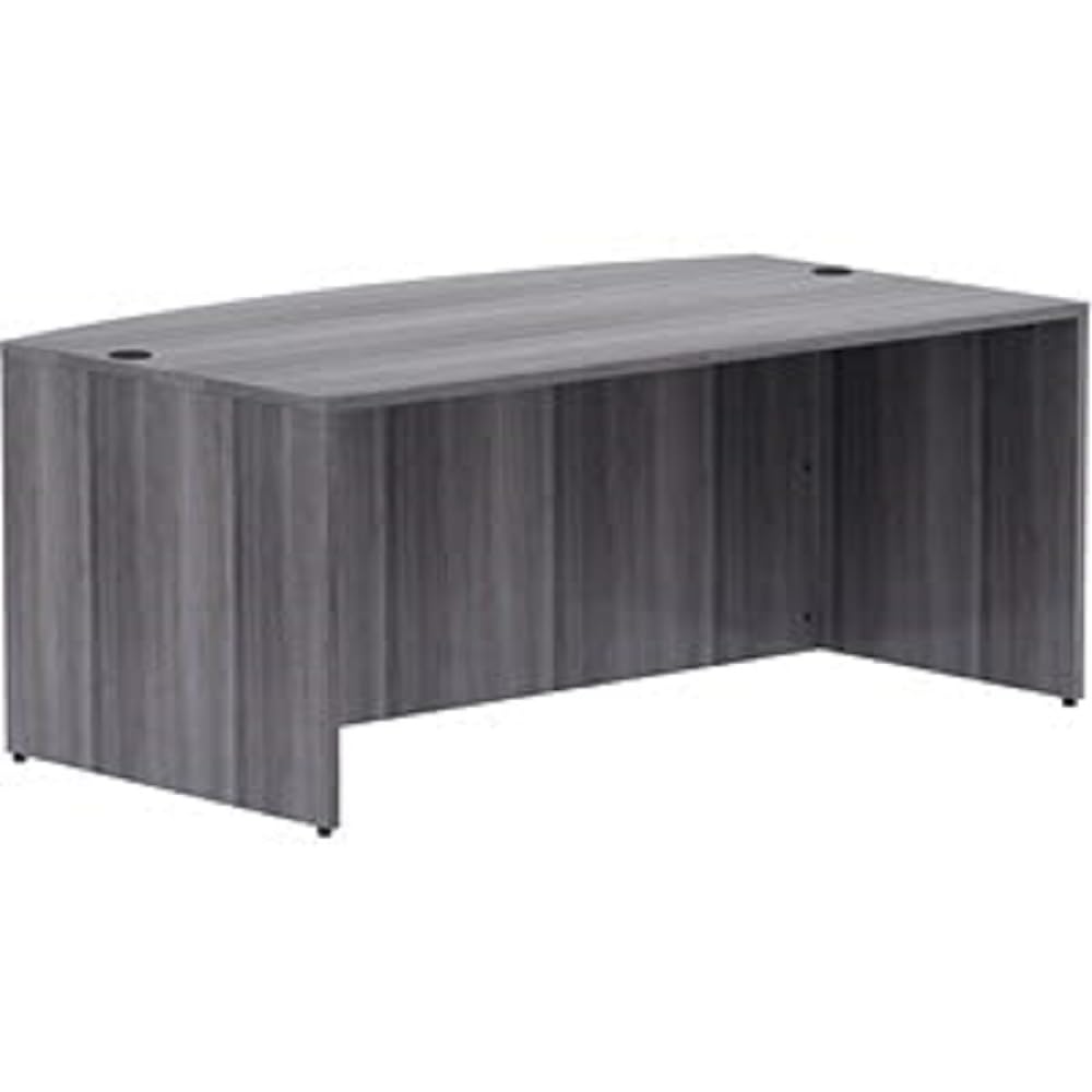 Lorell LLR69591 71 x 36 in. Bow Weathered Charcoal Laminate Desking