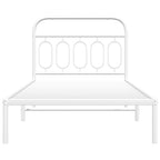 vidaXL Metal Bed Frame with Headboard - White Single Bed 39.4"x78.7" - Sturdy Steel Construction, Storage Space, Elegant Design