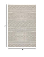 HomeRoots Grey Polypropylene 3’x5’ Gray and Ivory Geometric Indoor Outdoor Area Rug