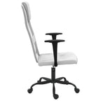 vidaXL White Office Chair – Adjustable Mesh Fabric & Faux Leather Workspace Seating – Swivel Design with Rolling Castors, Armrests & Headrest
