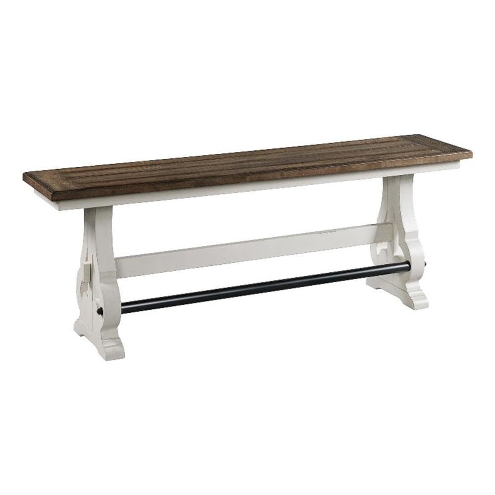 Intercon Drake Backless, Counter Height, Rustic White & French Oak Bench