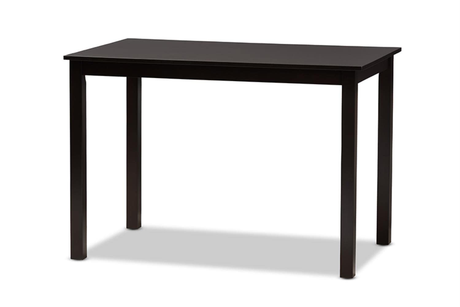Baxton Studio Adley Modern and Contemporary 5-Piece Dark Brown Finished White Faux Leather Dining Set White//Medium Wood/Contemporary/Table/Faux Leather/Solid Rubber Wood/Foam