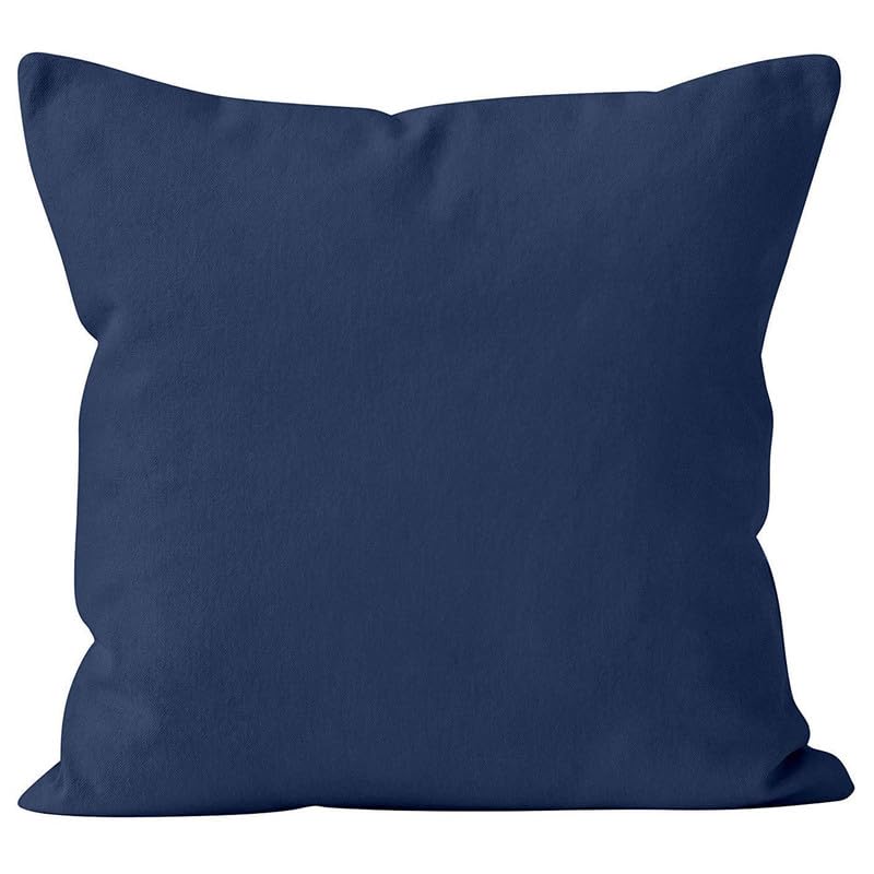 Cotton Canvas Throw Pillow Covers by Encasa Pack of 2 Scotch Blue 12'x12' No Insert with Hidden Zipper | Decorative Cushion Co