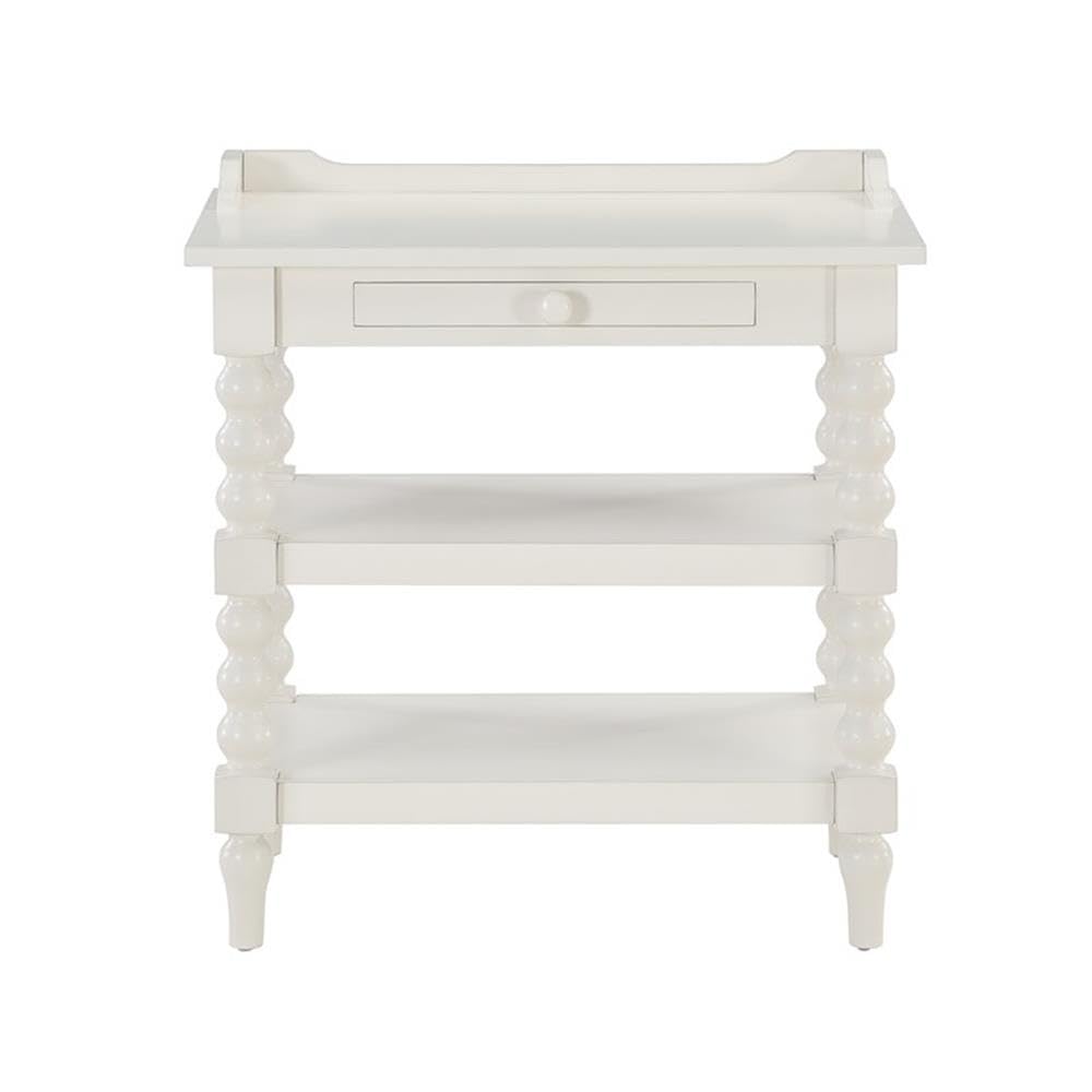 Comfort Pointe Averly Antique White Wood Turned Leg Storage Nightstand