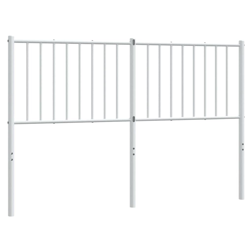 vidaXL Metal Headboard, Classic White, Durable Powder-Coated Steel, Fits 53.1&quot; Bed Frame, Steel Legs, Comfortable Back Support