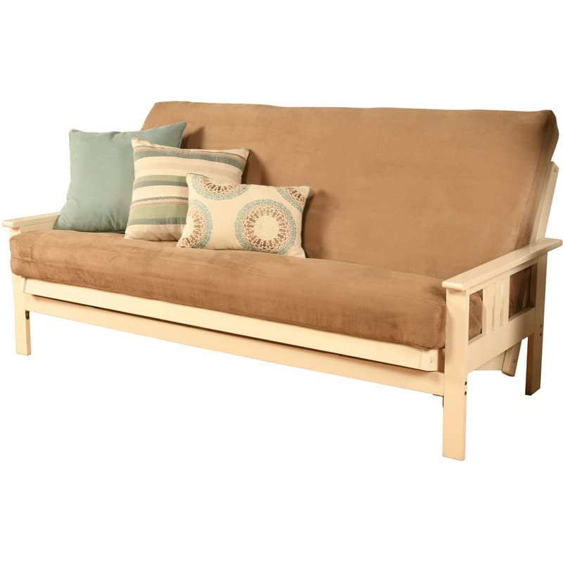 Kodiak Furniture Monterey Antique White Sofa with Suede Peat Tan Mattress