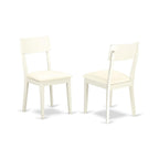 East West Furniture Dlad3-Lwh-Lc 3 Piece Dining Room Furniture Set Contains A Round Dining Table With Dropleaf And 2 Faux Leather Upholstered Chairs, 42X42 Inch, Linen White