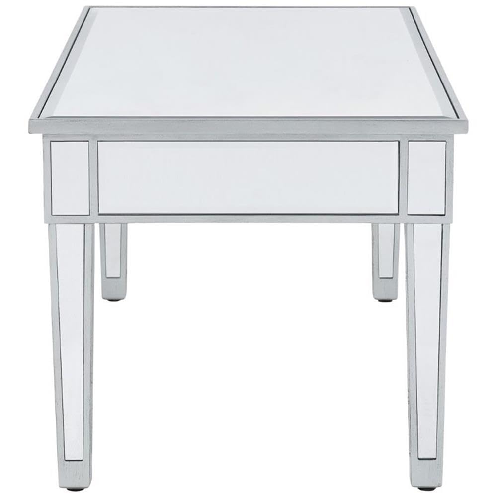 Elegant Decor Reflexion 40&quot; Modern Mirrored Coffee Table in Antique Silver