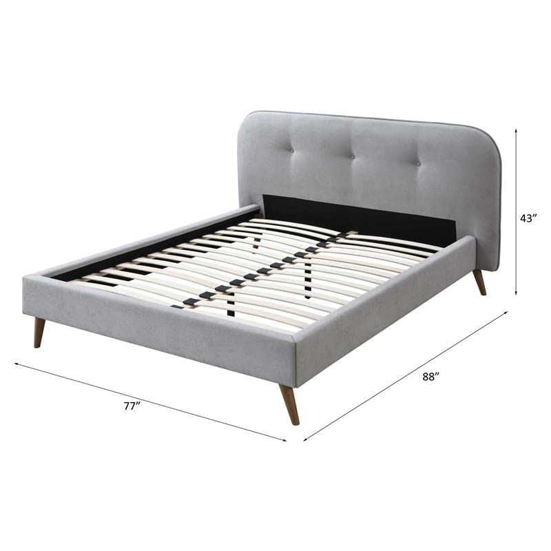 Acme Graves Button Tufted Fabric Queen Platform Bed in Gray