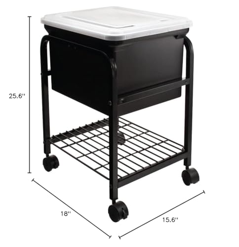 INNOVATIVE STORAGE DESIGN Hanging Rolling File Cart with Clear Lid, 15-5/8 in. x 18 in. x 25-5/8 in, Black