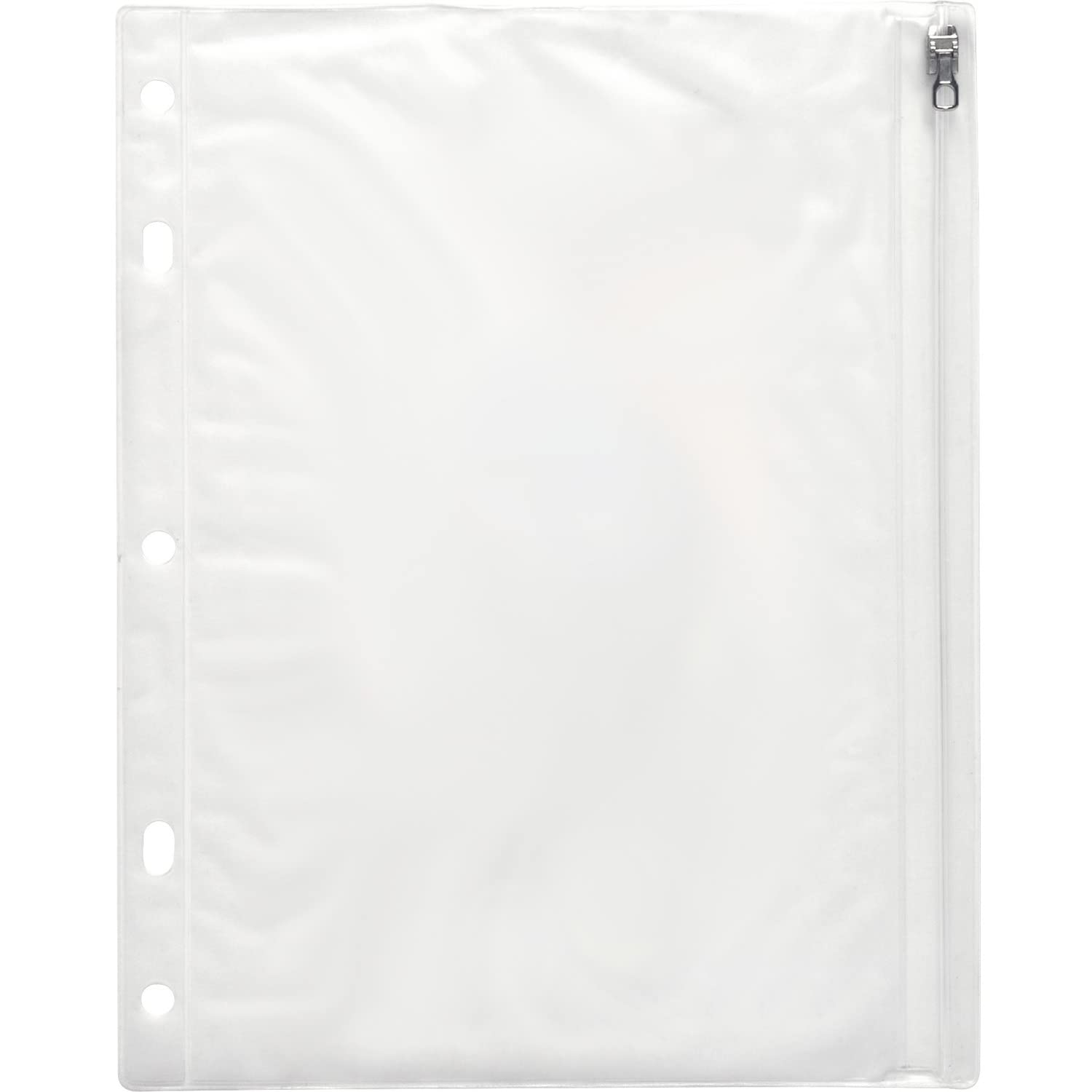 Ring Binder Pocket, With Zipper, Vinyl, Hole Punched, 10.5'X8', Cl