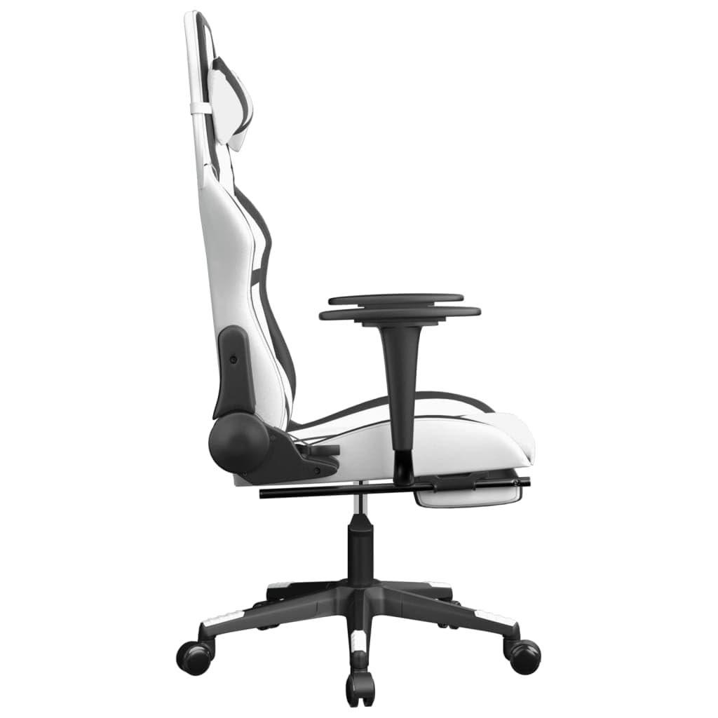 vidaXL Faux Leather Gaming Chair with Adjustable Features - Black and White - Comfortable and Stylish - Gaming/Office Use