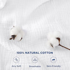 Bedsure 100% Cotton Muslin Throw Blanket Large 50X70 Inches - 4-Layer Breathable And Lightweight Soft Summer Gauze Muslin Blanket For Adults, White