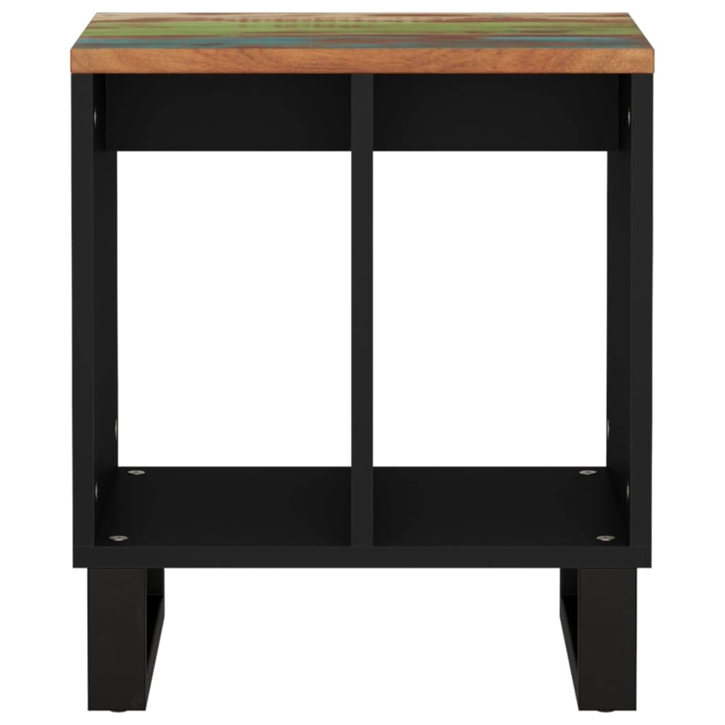 vidaXL Reclaimed Wood Side Table - Solid & Durable, Spacious Open Compartments, Sturdy Metal Legs, Handmade, Environmentally Friendly, Easy-to-Assemble, Compact 15.7&quot;x12.2&quot;x18.1&quot; Size - Multicolour