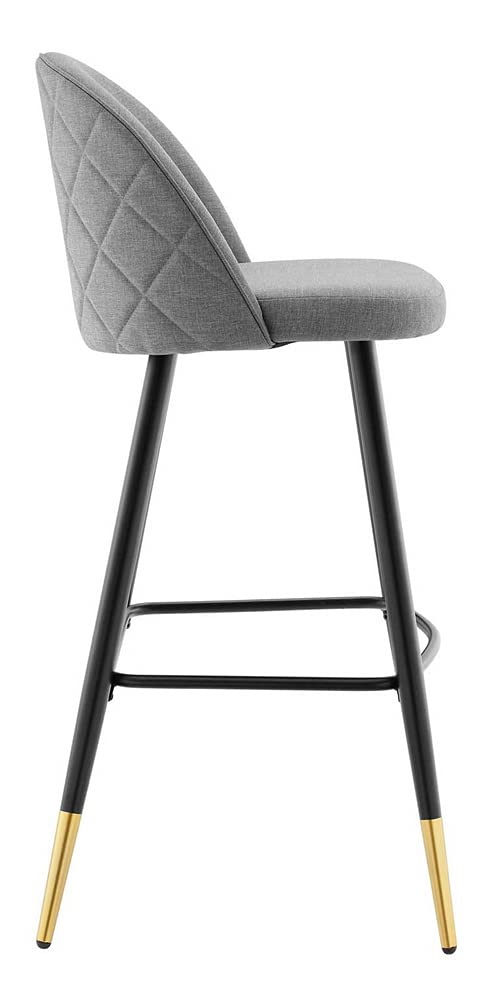 Modway Cordial Fabric Upholstered Dining Bar Stools in Light Gray - Set of 2