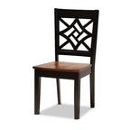 Baxton Studio Nicolette Modern and Contemporary Two-Tone Dark Brown and Walnut Brown Finished Wood 7-Piece Dining Set