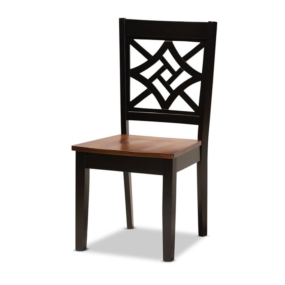 Baxton Studio Nicolette Modern and Contemporary Two-Tone Dark Brown and Walnut Brown Finished Wood 7-Piece Dining Set