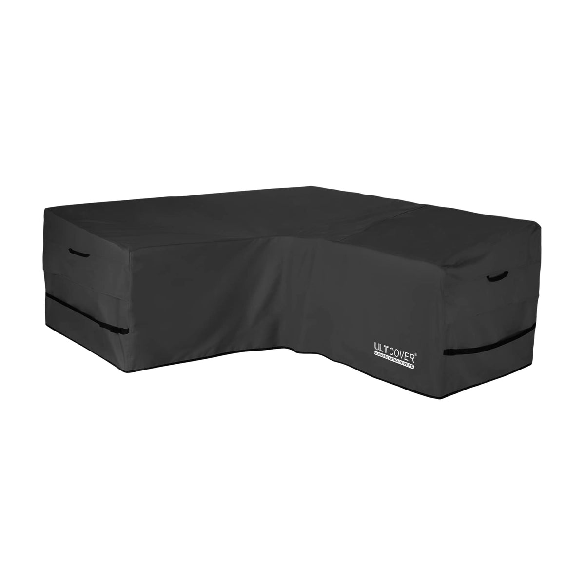 Ultcover Patio V-Shaped Sofa Cover Waterproof For 5-Seater Outdoor Sectional Furniture Couch 85 Inch Wide, Black