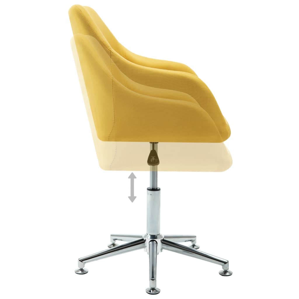 vidaXL Scandinavian Style Swivel Dining Chair - Adjustable Height, Ergonomic Design, Soft Yellow Fabric Upholstery, Wooden Frame with Steel Legs