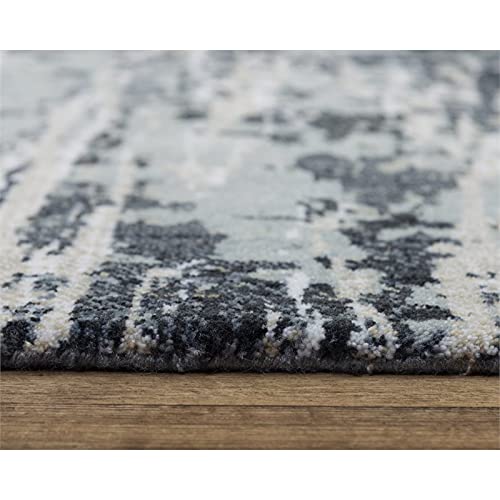 Elect 5'2" X 7'9" Abstract Gray/Gray /Blue Power-Loomed/Hybrid Area Rug