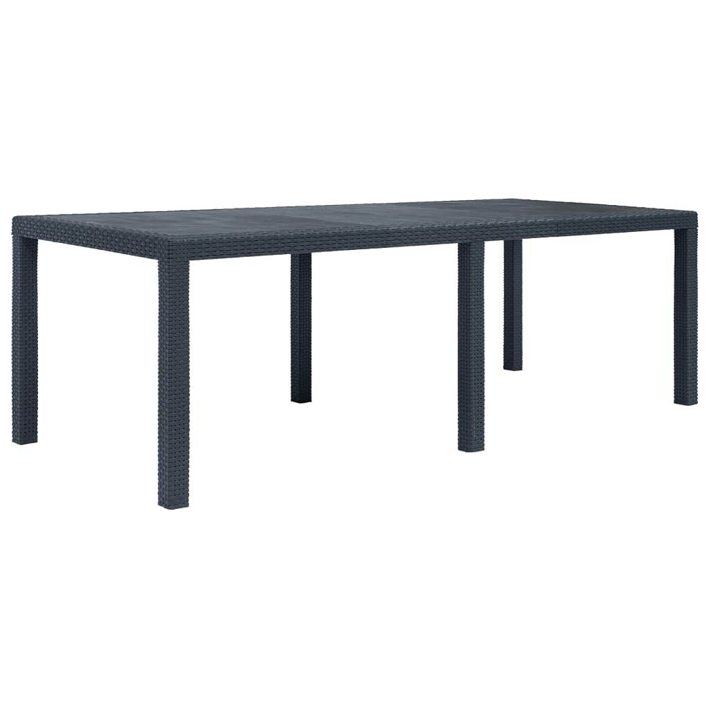 vidaXL Anthracite Patio Table with Rattan Look Design - Lightweight and Portable - Plastic Material - Ideal for Garden, Patio or