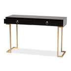 Baxton Studio Beagan Modern and Contemporary Black Finished Wood and Gold Metal 2-Drawer Console Table Black/Wood