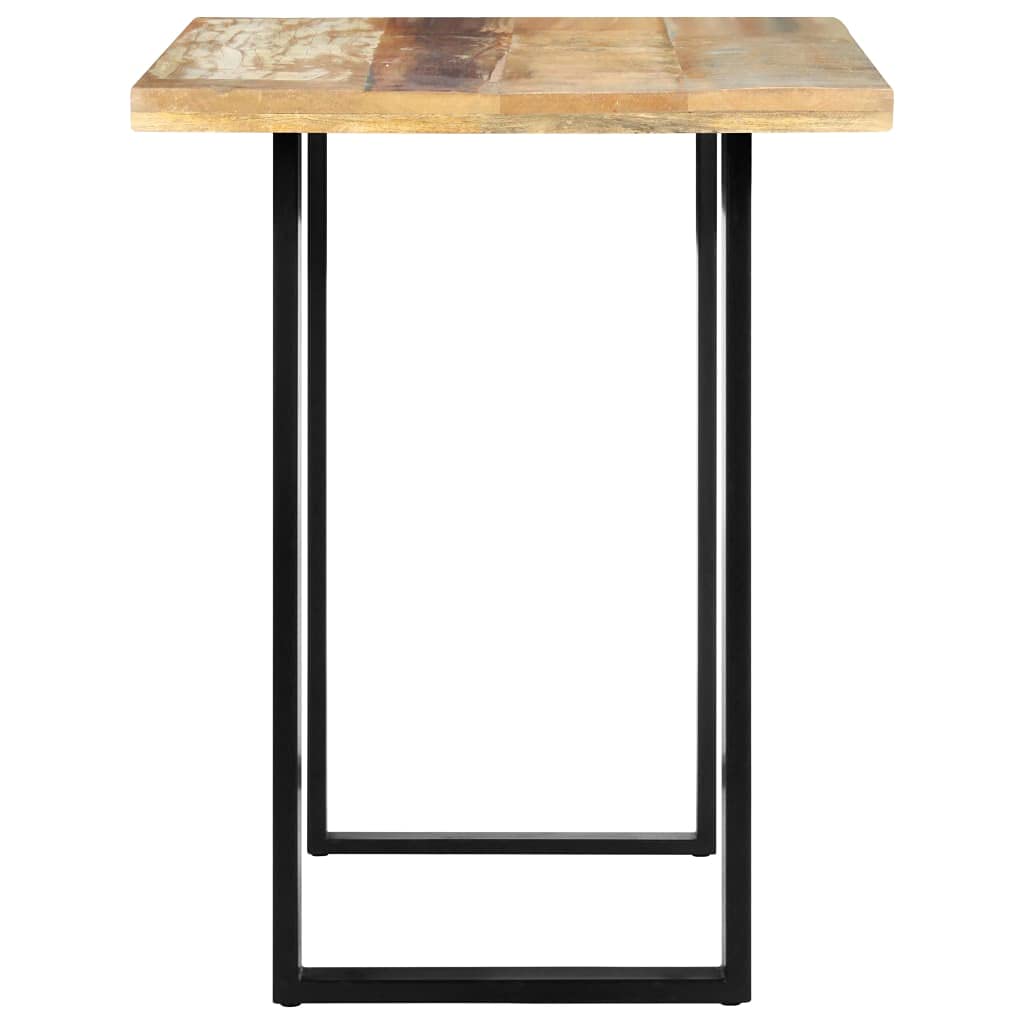 vidaXL Industrial Design Dining Table, Solid Reclaimed Wood with Weathered Texture, Powder-Coated Steel Legs, Multicolor, Retro Style