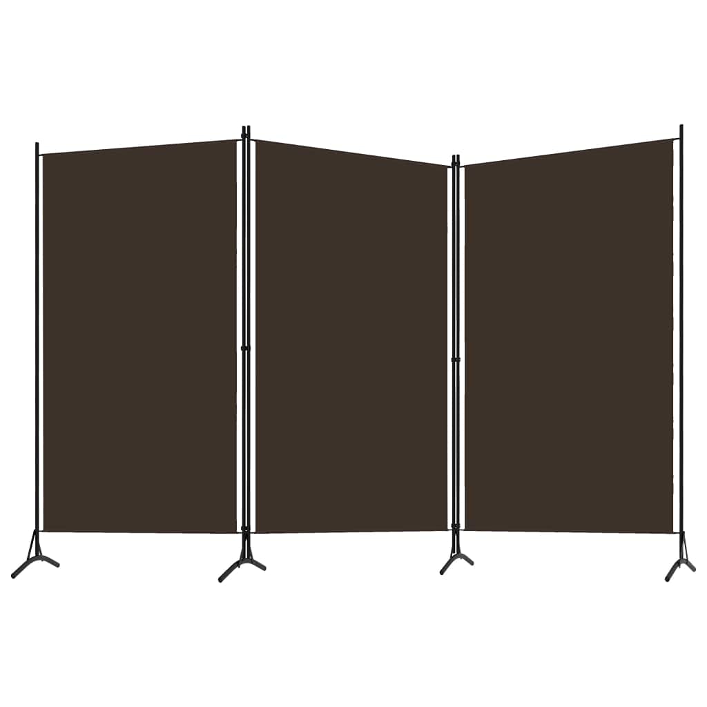 vidaXL 3-Panel Room Divider - Brown Fabric & Powder-Coated Iron Frame, Lightweight and Portable, Modern Room Partition for Bedrooms, Living Spaces, 102.4"x70.9"