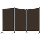 vidaXL 3-Panel Room Divider - Brown Fabric & Powder-Coated Iron Frame, Lightweight and Portable, Modern Room Partition for Bedrooms, Living Spaces, 102.4"x70.9"