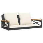 vidaXL Hanging Bench with Cushion, Black, 109 x 62 x 40 cm, Poly Rattan
