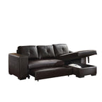 Acme Lloyd Faux Leather Upholstered Sectional Sofa with Sleeper in Black
