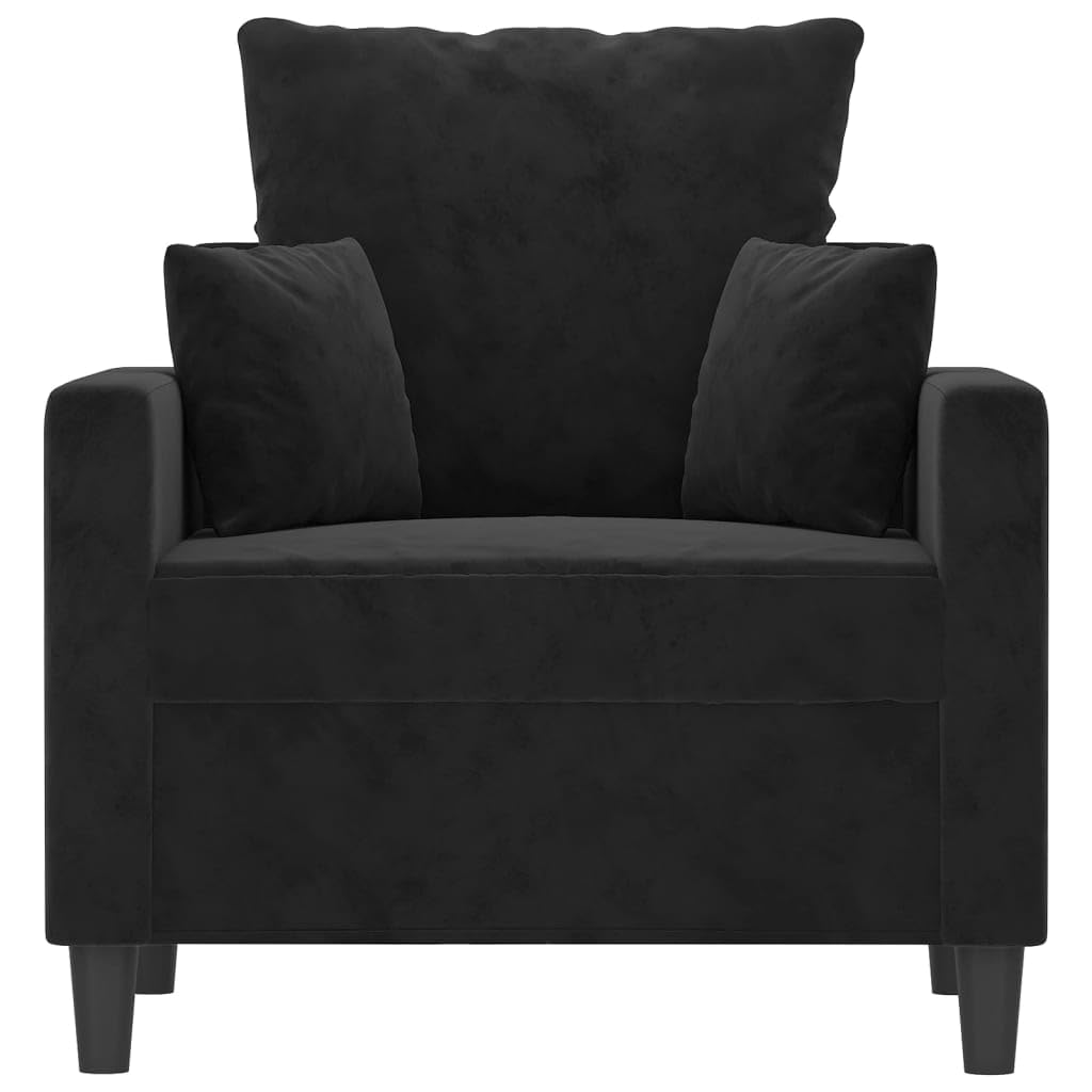 vidaXL Plush Velvet Sofa Chair - Black, Modern Design, Sturdy Metal Frame, Thick Padding for Comfort, Perfect for Living Room, Lounge Area or Office