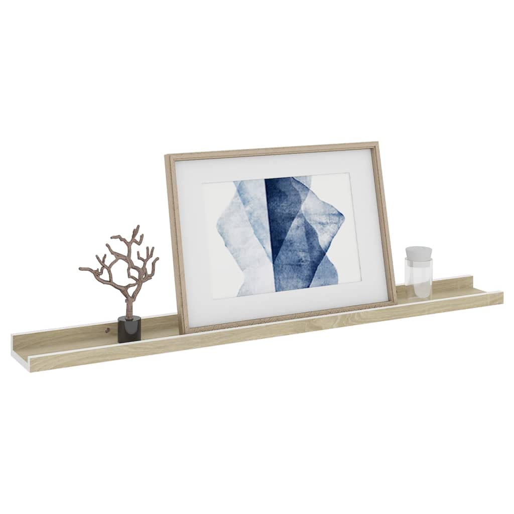 vidaXL Modern Wall Shelves 4 pcs Durable MDF Assembly Required in White and Sonoma Oak, 31.5&quot;x3.5&quot;x1.2&quot; - Perfect for Books, Collectibles, and More!