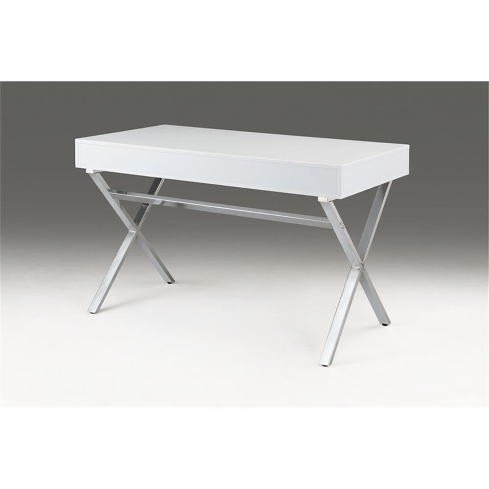 Neos Modern Furniture White top Desk with Two Drawers/Chrome Base