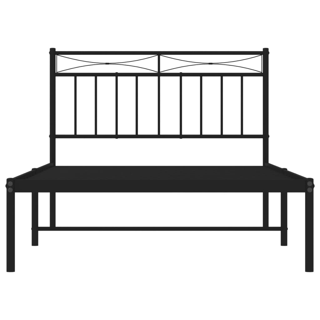 vidaXL 11'' Twin XL Metal Bed Frames with Headboard, Platform Bed Frame with Strong Metal Slats Support, Under Bed Storage, Noise Free, Black, Without Mattress